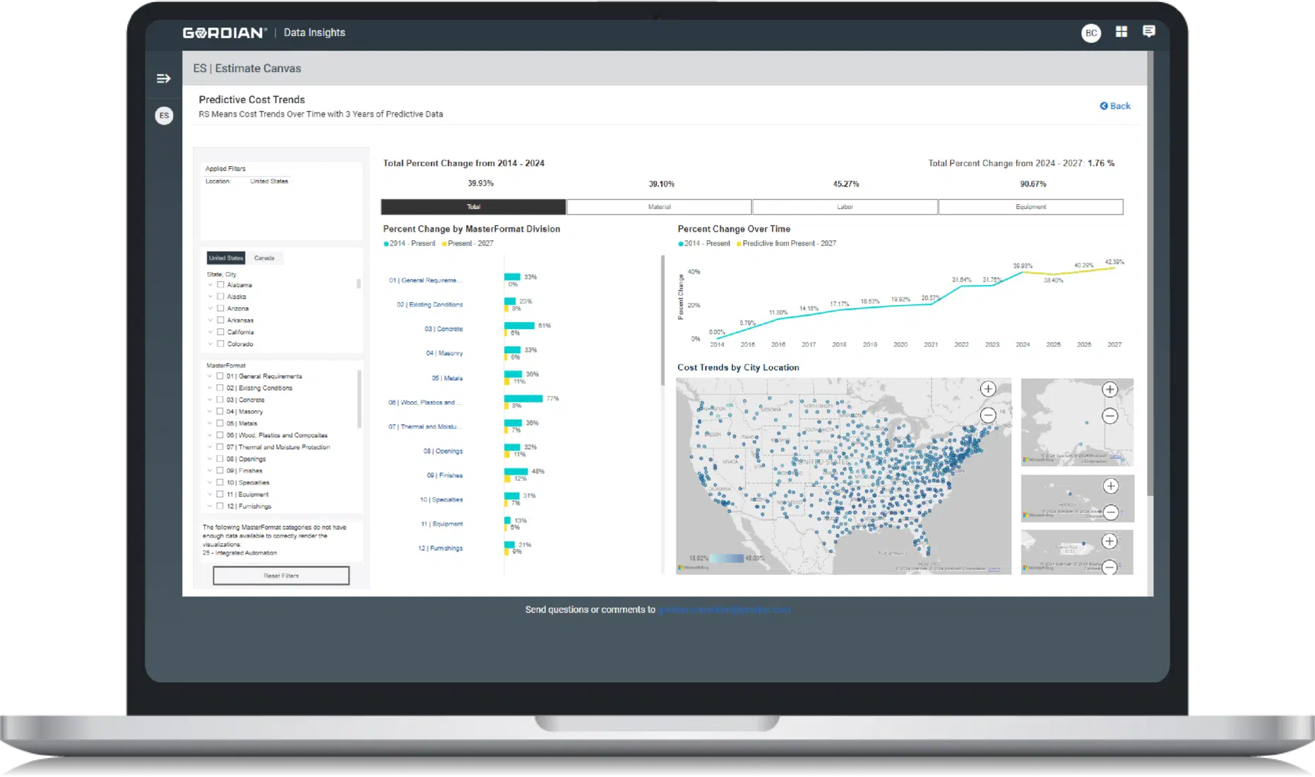 Gordian Expands Data Insights Dashboard with Predictive Construction Cost Analytics 1